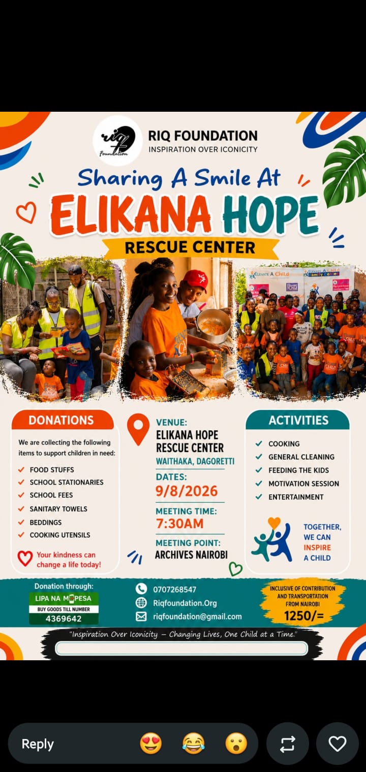 Elikana Hope Rescue Centre activity poster