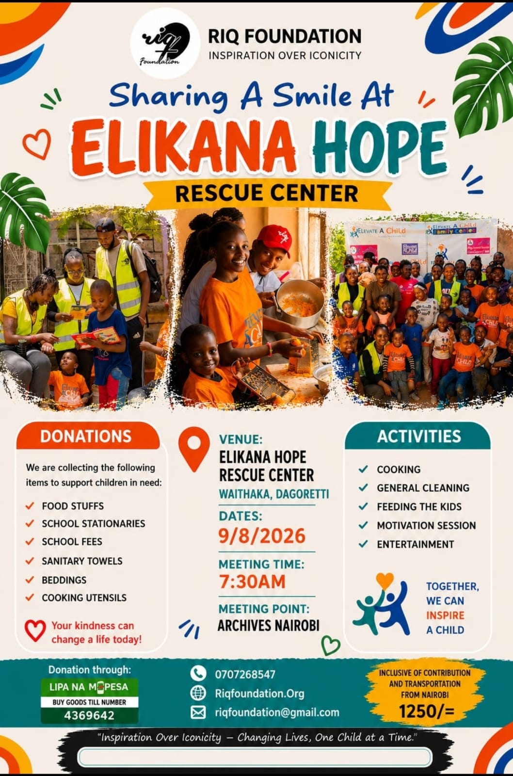 Elikana Hope Rescue Centre activity poster